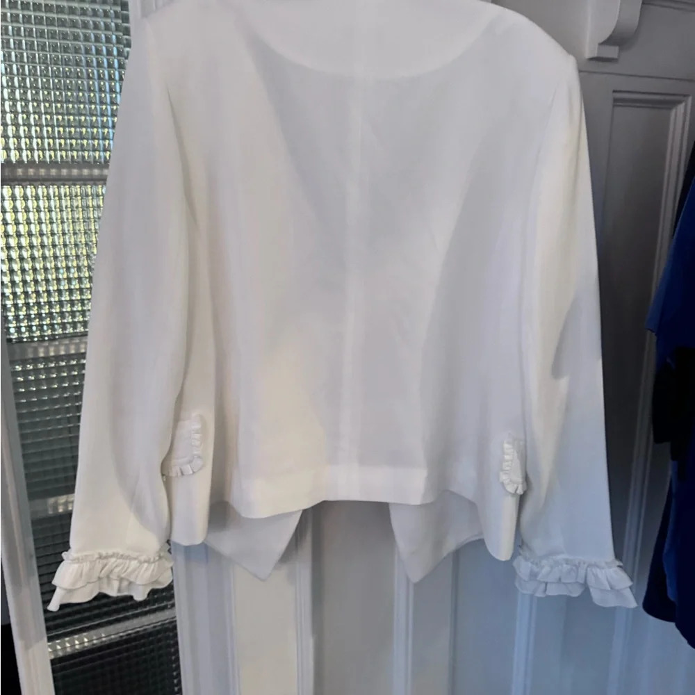 Club Monaco White Ruffle Blazer - Picture 4 of 14